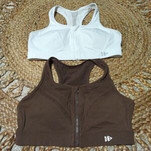 Women's White and Brown Sports Bras